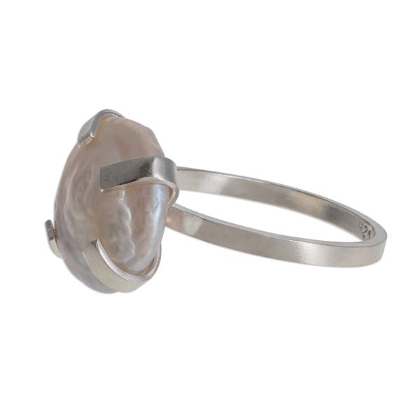 Alternate image for Handcrafted Sterling Silver Cultured Pearl Solitaire Ring Decadent