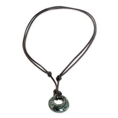 Alternate image for Circular Jade Adjustable Pendant Necklace from Guatemala Verdant Circle
