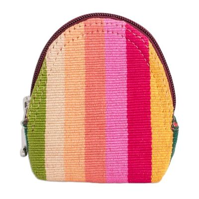 Alternate image for Hand-Woven Cotton Keychain Coin Purse with Colorful Stripes Tropical Beauty