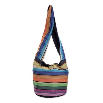 Alternate image for Reversible Striped Cotton Sling Handbag from El Salvador Tasajera Island