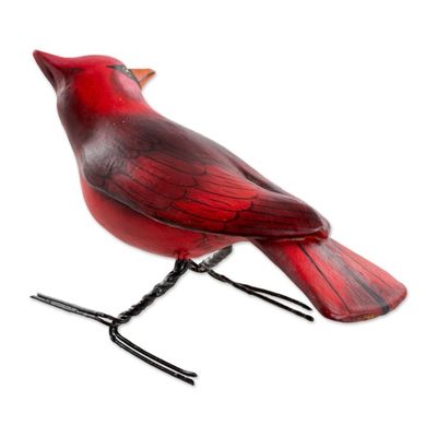 Alternate image for Hand Sculpted, Hand Painted Ceramic Cardinal Figurine Cardinal