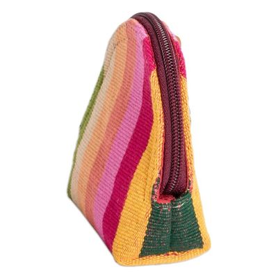 Alternate image for Hand-Woven Cotton Keychain Coin Purse with Colorful Stripes Tropical Beauty