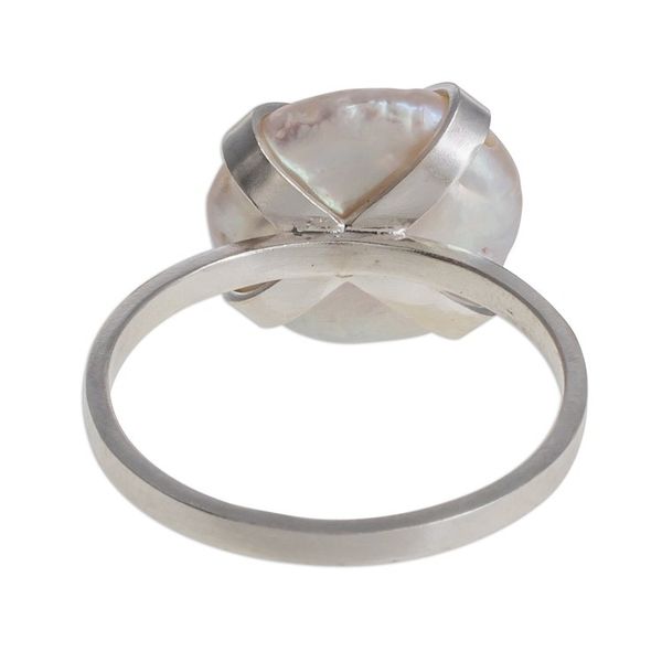 Alternate image for Handcrafted Sterling Silver Cultured Pearl Solitaire Ring Decadent