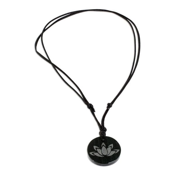 Alternate image for Dark Green Jade Lotus Flower Pendant Necklace from Guatemala Revered Lotus