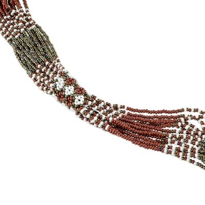 Alternate image for Glass Beaded Torsade Necklace in Terracotta and Bronze Terracotta and Bronze Harmony