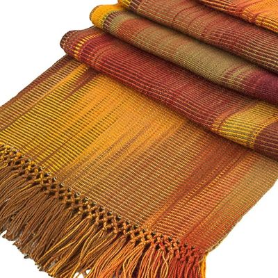 Alternate image for Ocher and Copper Hand Woven Rayon Scarf Iridescent Ocher