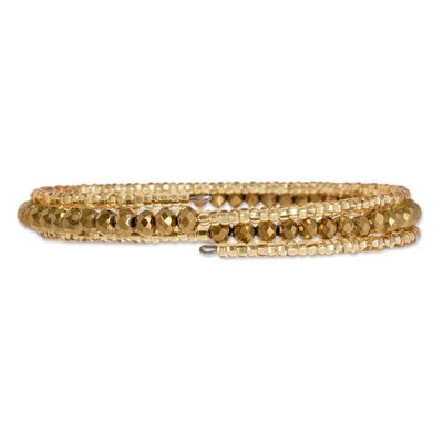 Alternate image for Gold-Tone Crystal and Glass Beaded Wrap Bracelet Golden Fiesta