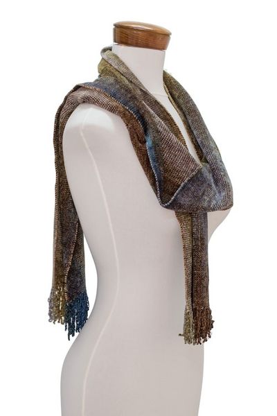 Alternate image for Earth-Tone Rayon Chenille Scarf from Guatemala Paths