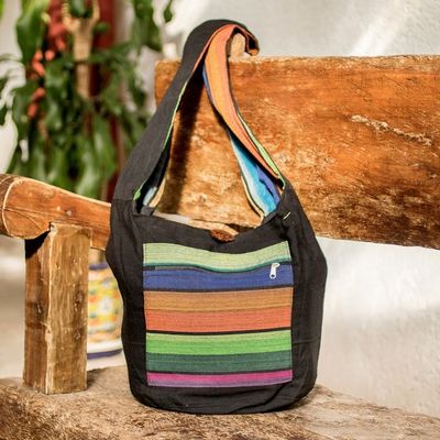 Alternate image for Reversible Striped Cotton Sling Handbag from El Salvador Tasajera Island