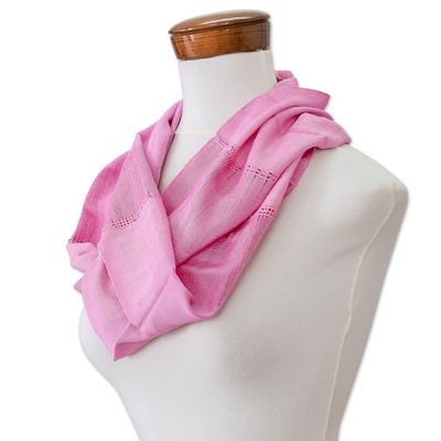 Alternate image for Pink Cotton Beaded Infinity Scarf Hand-Woven in Guatemala Endless in Pink