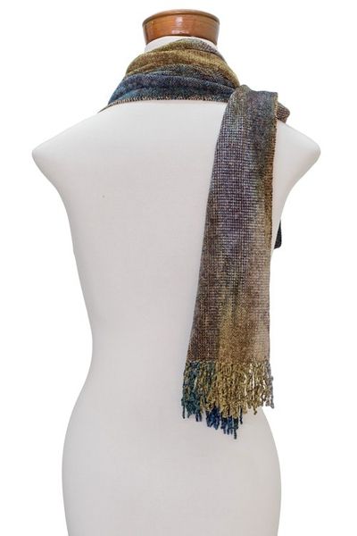 Alternate image for Earth-Tone Rayon Chenille Scarf from Guatemala Paths