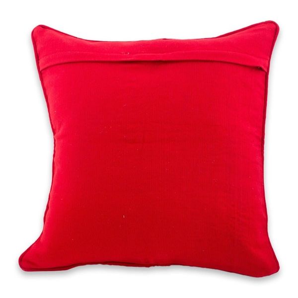 Alternate image for Multicolor Cotton Maya Backstrap Loom Woven Cushion Cover Red Birds in Corn