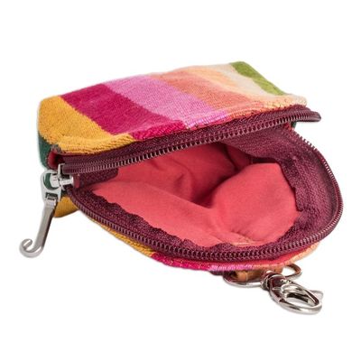 Alternate image for Hand-Woven Cotton Keychain Coin Purse with Colorful Stripes Tropical Beauty