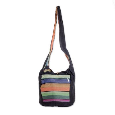 Alternate image for Reversible Striped Cotton Sling Handbag from El Salvador Tasajera Island