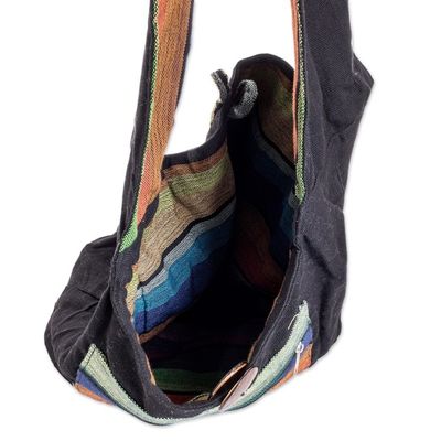 Alternate image for Reversible Striped Cotton Sling Handbag from El Salvador Tasajera Island