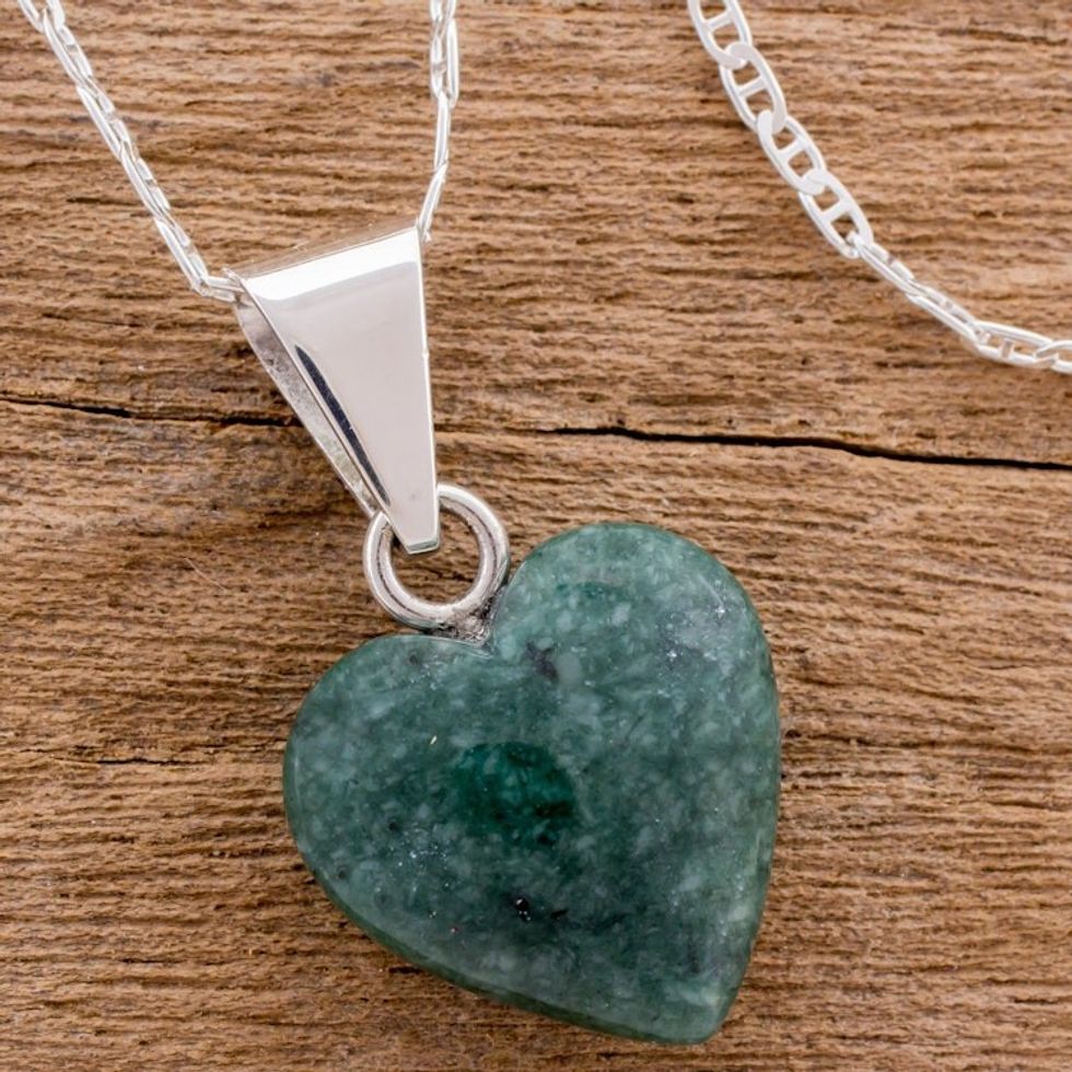 Artisan Crafted Heart Shaped Jade Pendant Necklace 'Love Immemorial'