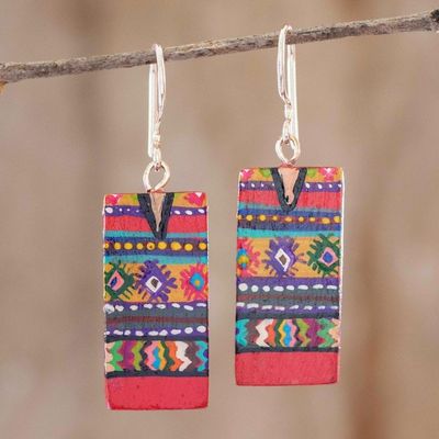 Alternate image for Artisan Painted Wood Earrings San Juan Comalapa