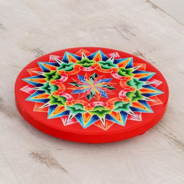 Alternate image for Decoupage Wood Trivet in Red from Costa Rica Traditional Colors in Red