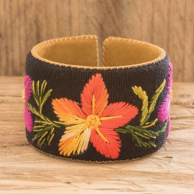 Alternate image for Handmade Suede Floral Bracelet from Guatemalan Artisan Soft Spring