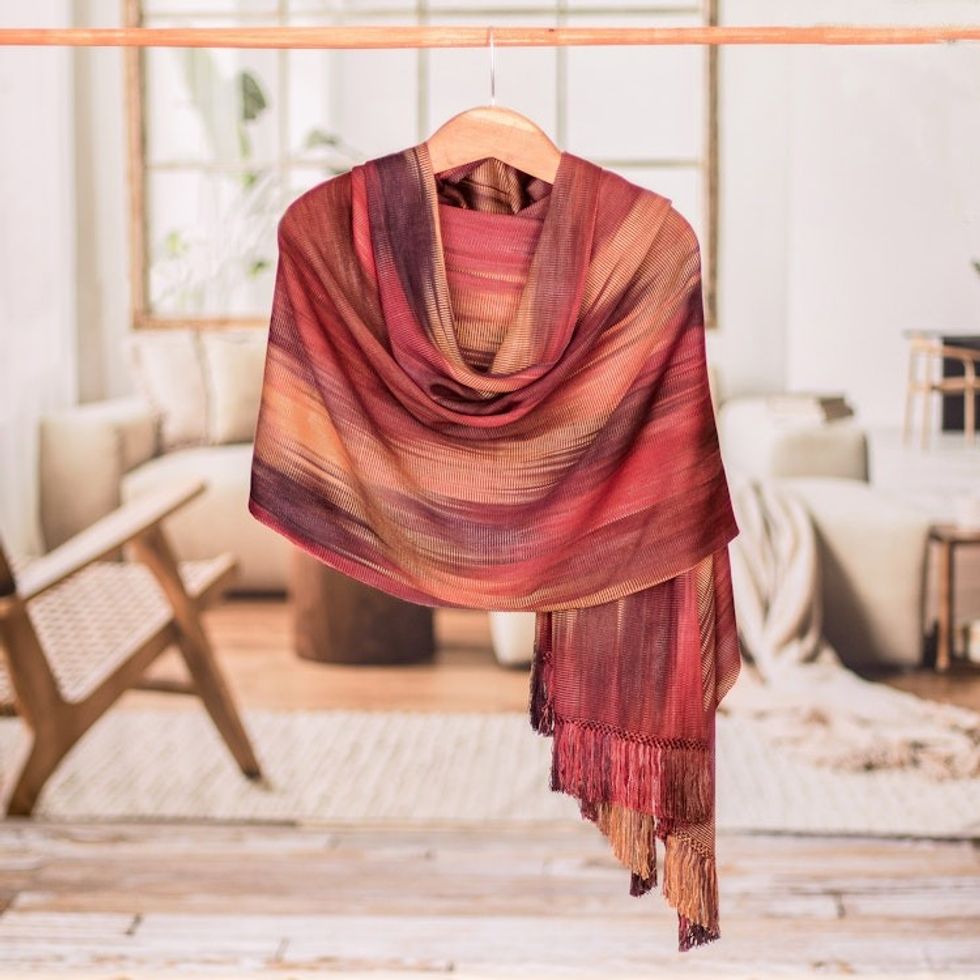 Unique Rayon Shawl 'Maya Firebird'