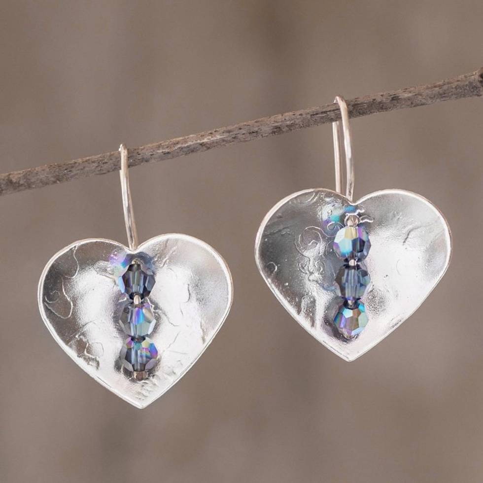 Heart-Shaped Sterling Silver Earrings 'Take Heart'
