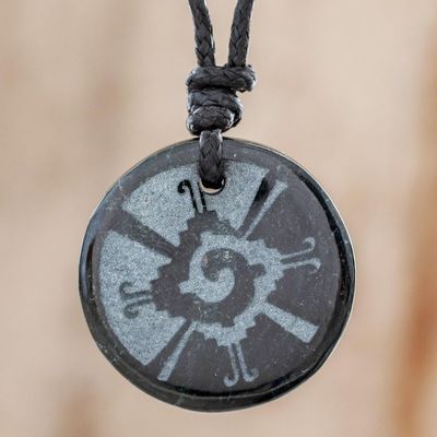 Alternate image for Hunab Ku Symbol Dark Green Jade Pendant Necklace Hunab Ku