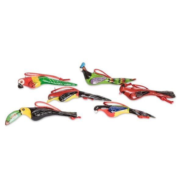 Alternate image for Central American Ceramic Bird Ornaments Set of 6 Forest Birds