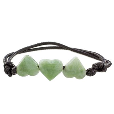 Alternate image for Jade Heart Pendant Bracelet in Light Green from Guatemala Maya Love in Light Green