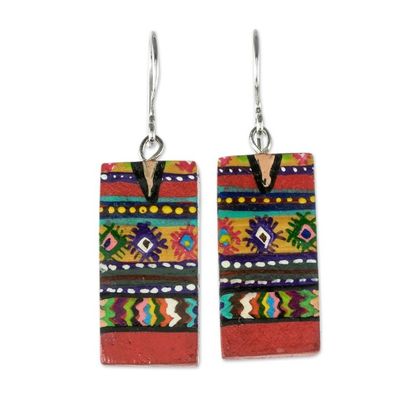 Alternate image for Artisan Painted Wood Earrings San Juan Comalapa