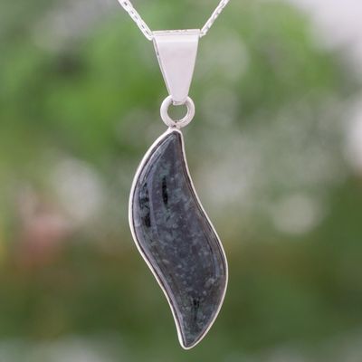 Alternate image for Sterling Silver Pendant Jade Necklace Floating in the Breeze