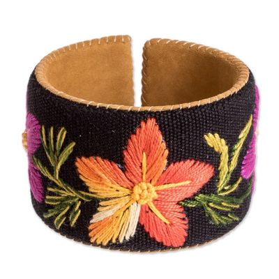 Alternate image for Handmade Suede Floral Bracelet from Guatemalan Artisan Soft Spring