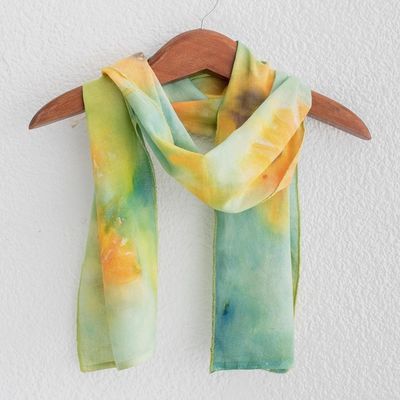 Alternate image for Hand-painted Floral Cotton Scarf from Costa Rica Sunflower