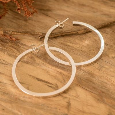 Alternate image for Classic Sterling Silver Half-Hoop Earrings from Guatemala Classic Glamor