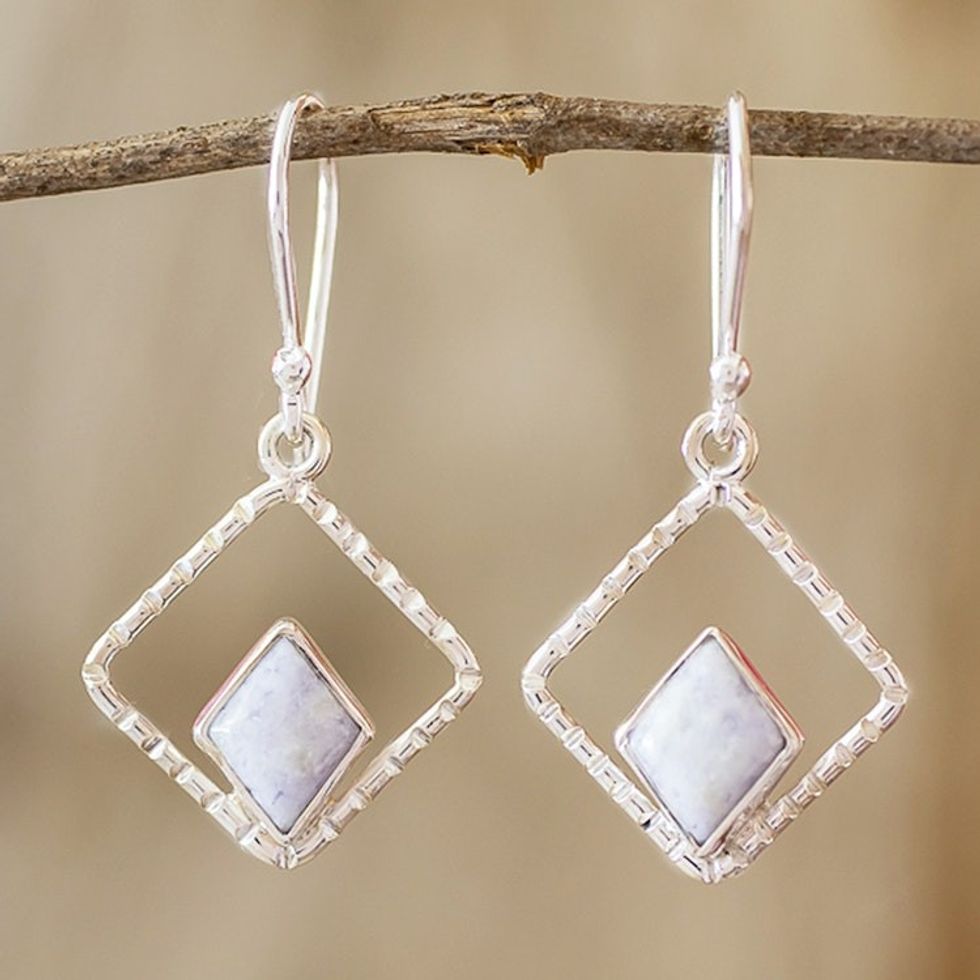 Natural Lilac Jade Dangle Earrings 'Lilac Breeze'