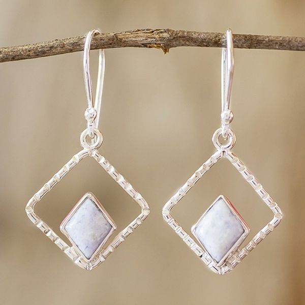Alternate image for Natural Lilac Jade Dangle Earrings Lilac Breeze