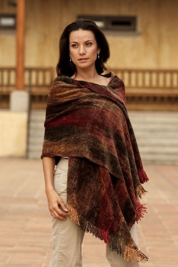 Alternate image for Unique Rayon from Bamboo Chenille Shawl Volcano Land