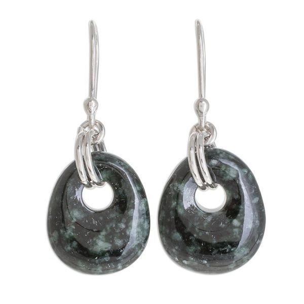 Alternate image for Jade dangle earrings Green Jaguar Night