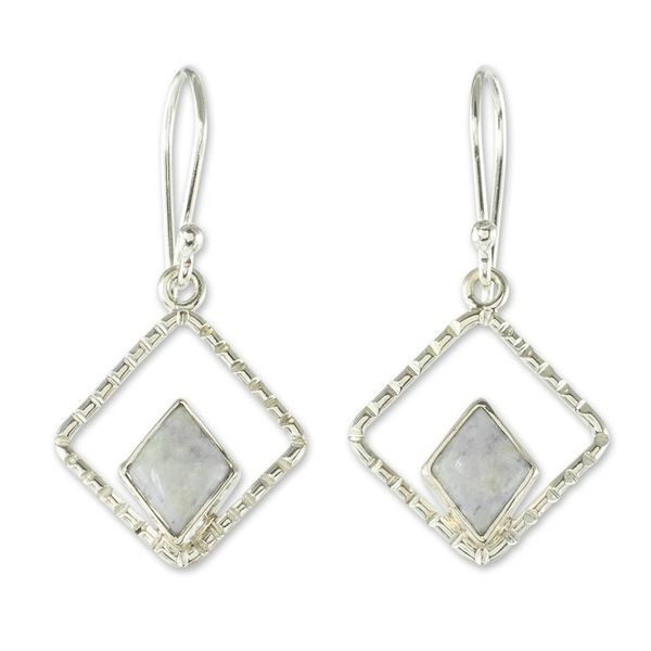 Alternate image for Natural Lilac Jade Dangle Earrings Lilac Breeze