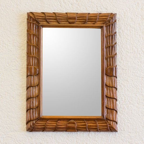 Alternate image for Artisan Crafted Sustainable Wood Wall Mirror from Guatemala Rolling Waves