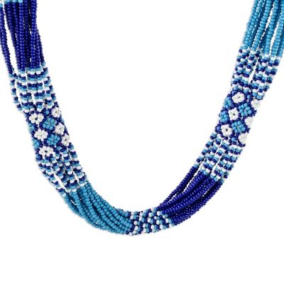 Alternate image for Blue Torsade Necklace Made from Glass Beads Cobalt and Turquoise Harmony