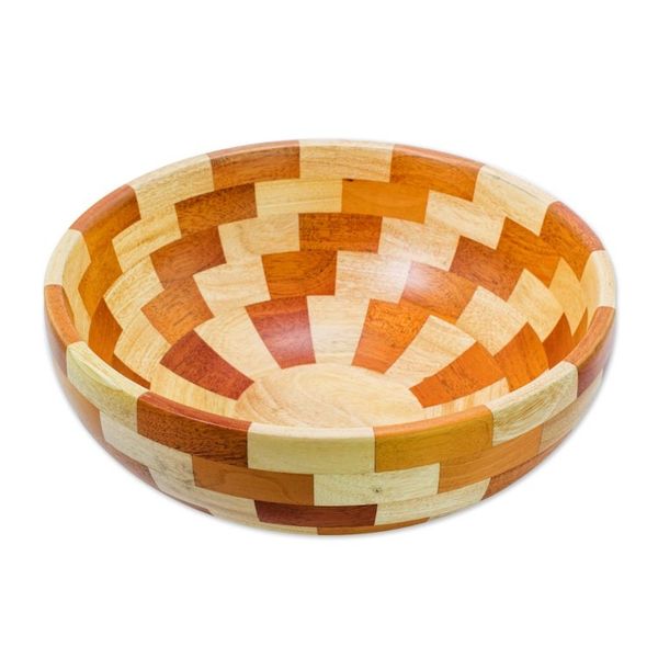 Alternate image for Artisan Crafted Natural Mahogany Palo Blanco Wood Bowl Stairway of Nature
