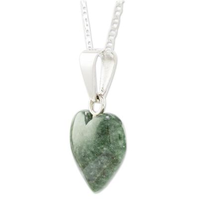 Alternate image for Artisan Crafted Heart Shaped Jade Pendant Necklace Love Immemorial