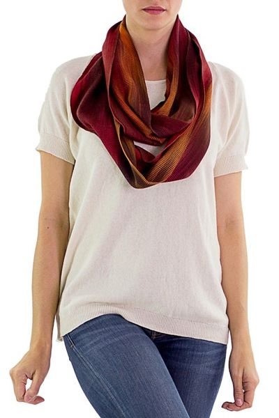 Alternate image for Handcrafted Rayon Infinity Scarf Fiery Ethereal Inspiration