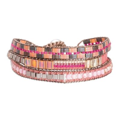 Alternate image for Multi-Strand Beaded Bracelet with Pewter Button Closure Tropic Shine