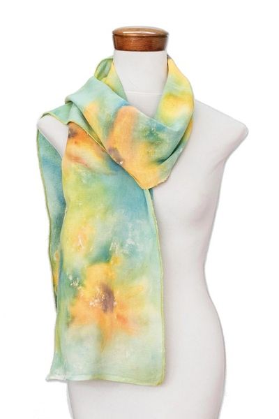 Alternate image for Hand-painted Floral Cotton Scarf from Costa Rica Sunflower