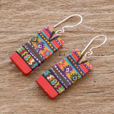 Alternate image for Artisan Painted Wood Earrings San Juan Comalapa