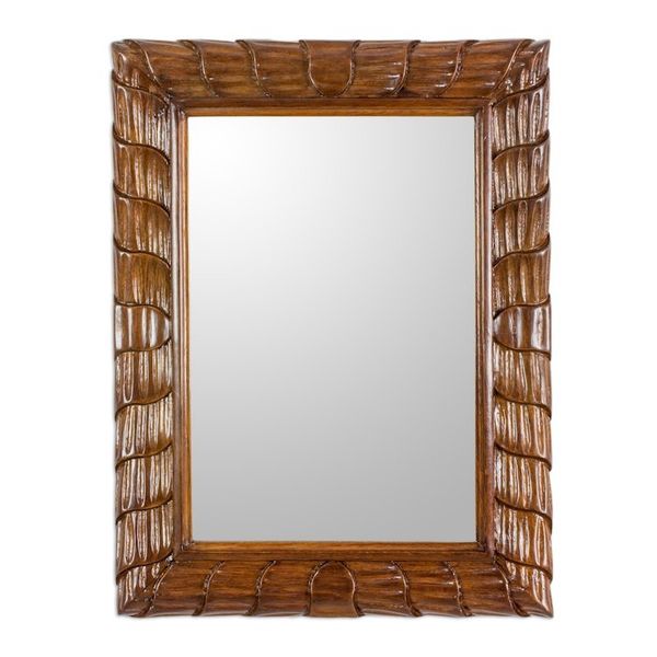 Alternate image for Artisan Crafted Sustainable Wood Wall Mirror from Guatemala Rolling Waves
