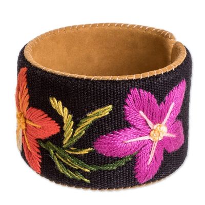 Alternate image for Handmade Suede Floral Bracelet from Guatemalan Artisan Soft Spring