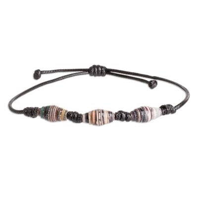 Alternate image for Eco-Friendly Recycled Paper Beaded Bracelet in Black Night Energy