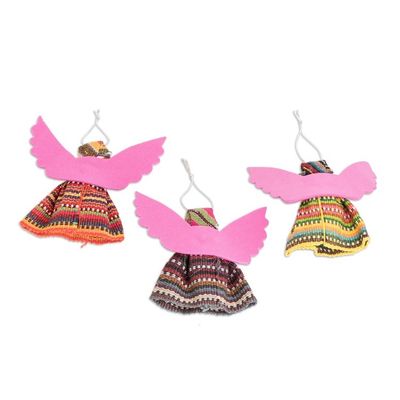 Alternate image for Set of 3 Angel Worry Doll Ornaments from Guatemala Angelic Guards